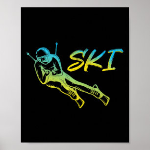 Colorful Skier Winter Sports Ski Poster