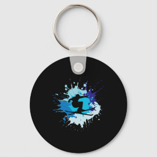Colorful Skiing Outfit Nordic Skier Ski  Keychain