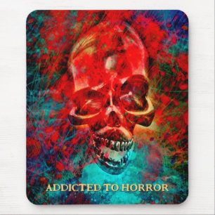 Colorful skull. Addicted to Horror Mouse Pad