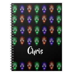 Colorful skull heads notebook