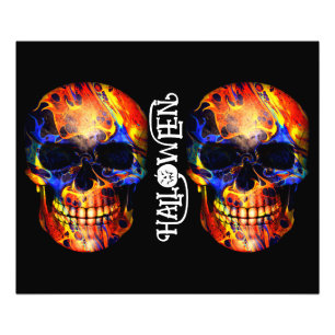 COLORFUL SKULL SKELETON HAPPY HALLOWEEN  PHOTO PRINT
