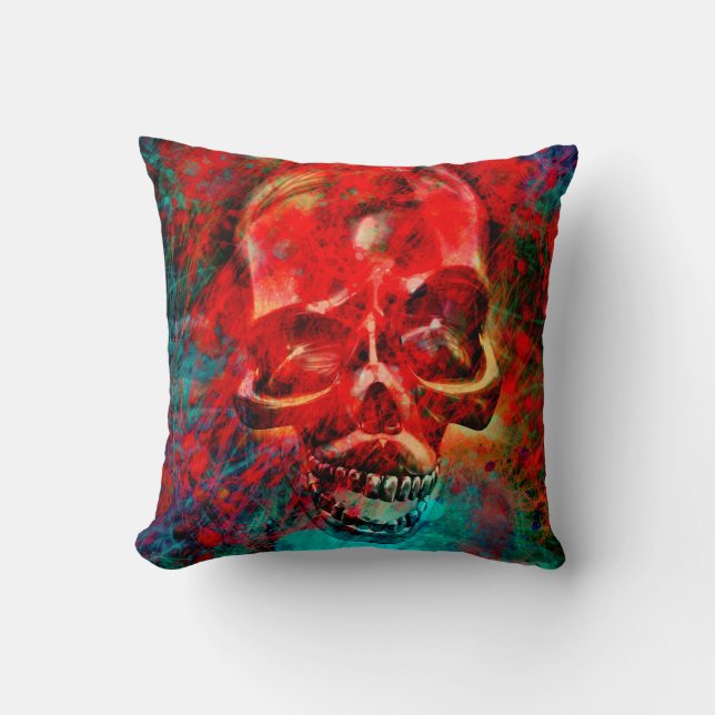 Colorful skull throw pillow (Front)