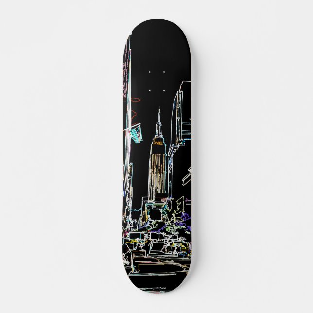 Colorful skyline in Manhattan Skateboard (Front)