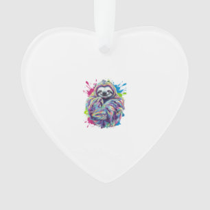 Colorful Sloth Cute Animal Art Funny Graphic Tee T Ornament
