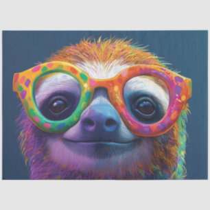 Colorful Sloth Fun Illustration with Glasses Tissue Paper