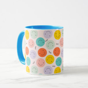 Colorful Smiling Happy Face Pattern Mug