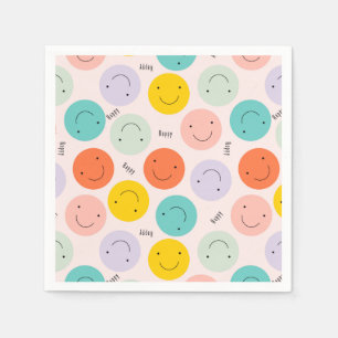 Colorful Smiling Happy Face Pattern Napkin