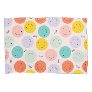 Colorful Smiling Happy Face Pattern Pillowcase