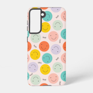 Colorful Smiling Happy Face Pattern Samsung Galaxy Case