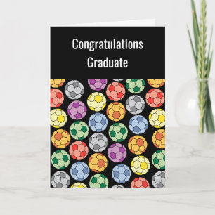 Colorful Soccer Ball Pattern Graduation Card
