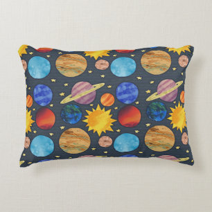 Colorful Solar System Accent Pillow