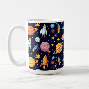 Colorful Space Exploration Pattern Coffee Mug