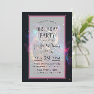 Colorful Space Owl Invitation
