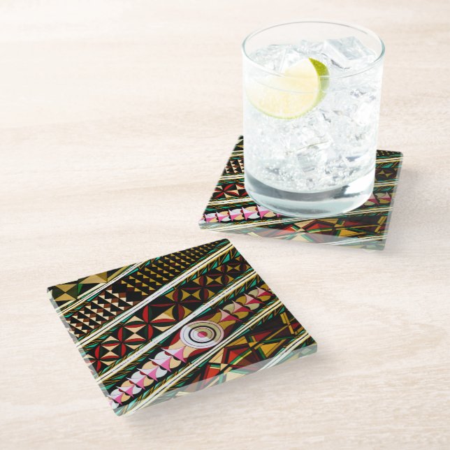 Colorful Spanish  Glass Coaster (Angled)