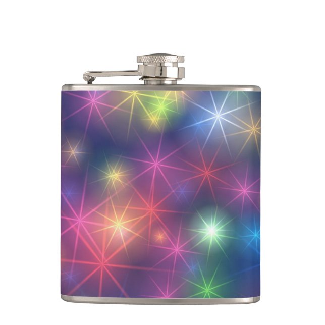 Colorful Sparkles Party Lights Hip Flask (Front)