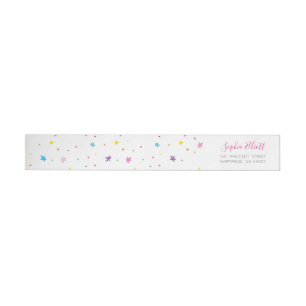 COLORFUL SPARKLES pretty bright rainbow colours Wrap Around Label