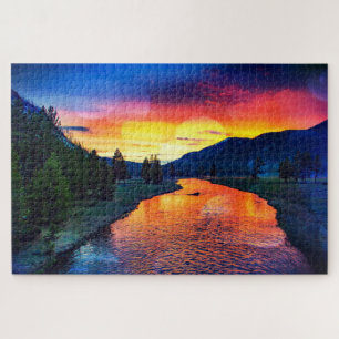 Colorful Sparkling Yellowstone River Landscape Jigsaw Puzzle