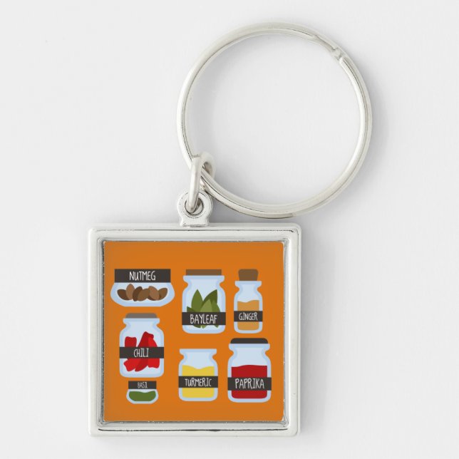 Colorful spice jars cooking style keychain (Front)