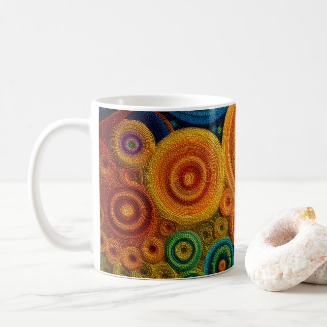 Colorful Spiral Abstract Pattern Geometric Swirl Coffee Mug (With Donut)