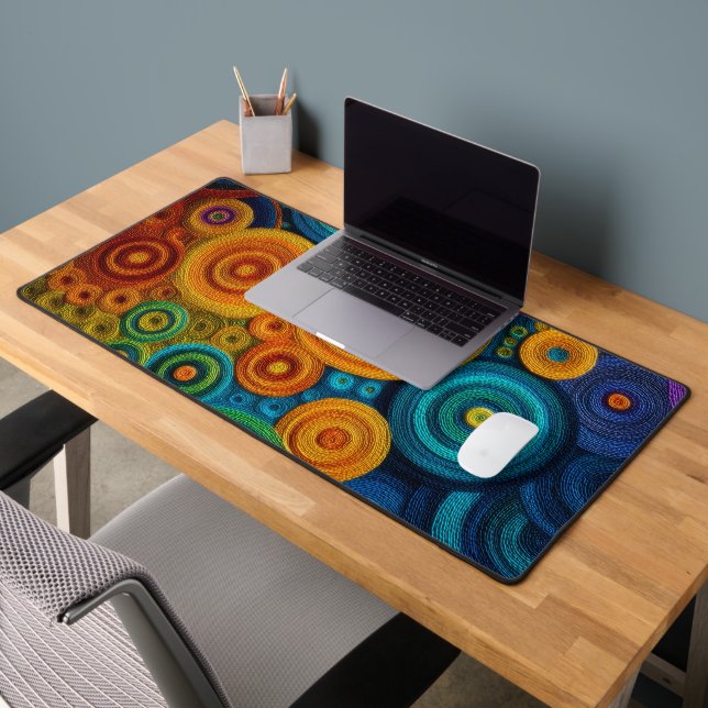 Colorful Spiral Abstract Pattern Geometric Swirl Desk Mat (Office 2)