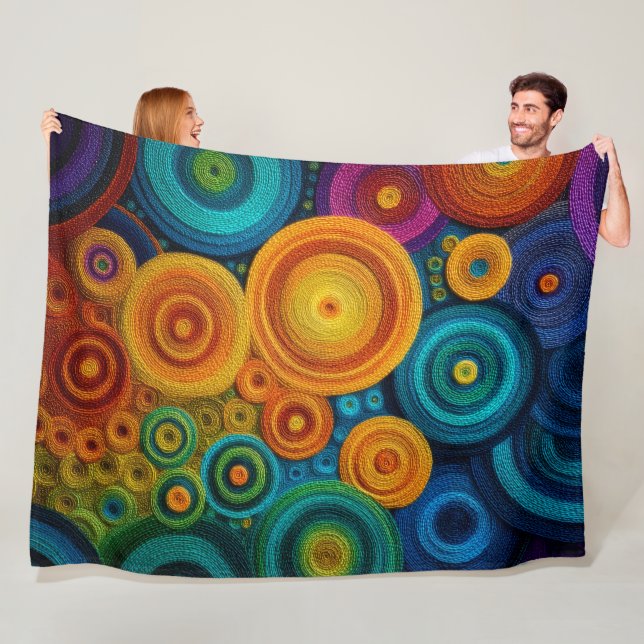 Colorful Spiral Abstract Pattern Geometric Swirl Fleece Blanket (In Situ)