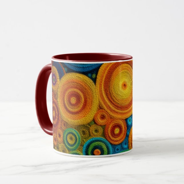 Colorful Spiral Abstract Pattern Geometric Swirl Mug (Front Left)