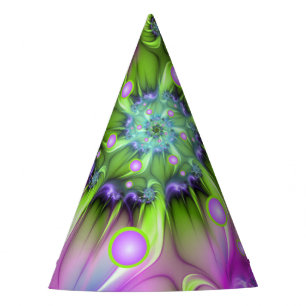 Colorful Spiral Round Shapes Abstract Fractal Art Party Hat