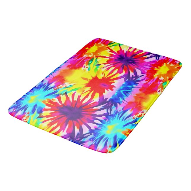 COLORFUL SPLASH DESIGN MODERN TIE-DYE  BATH MAT (Angled)