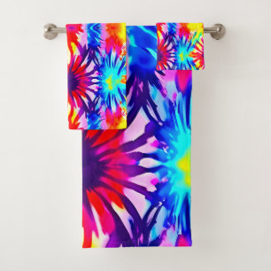 COLORFUL SPLASH DESIGN MODERN TIE-DYE  BATH TOWEL SET