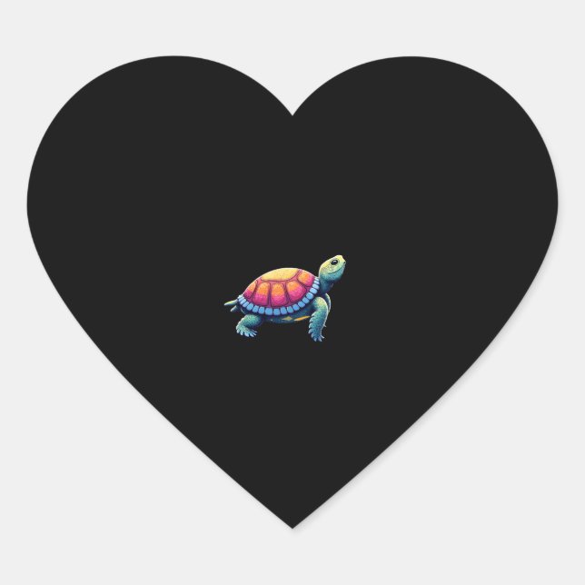Colorful Splash Eastern Box Turtle (1) Heart Sticker (Front)