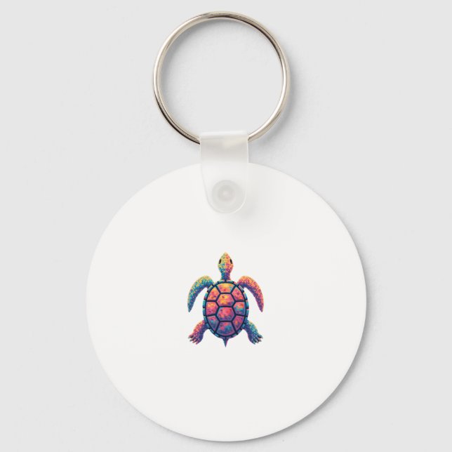 Colorful Splash Eastern Box Turtle (1) Keychain (Front)