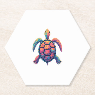 Colorful Splash Eastern Box Turtle (1) Paper Coaster