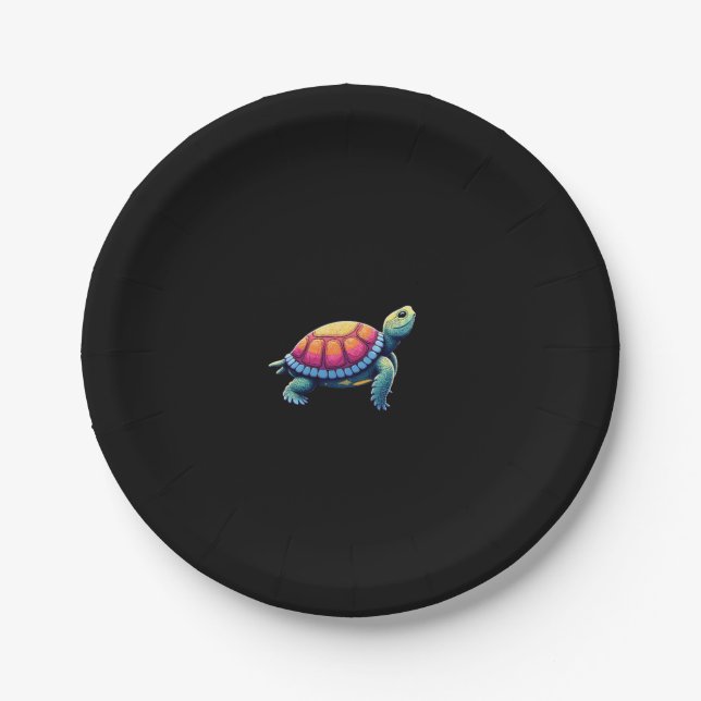Colorful Splash Eastern Box Turtle (1) Paper Plate (Front)