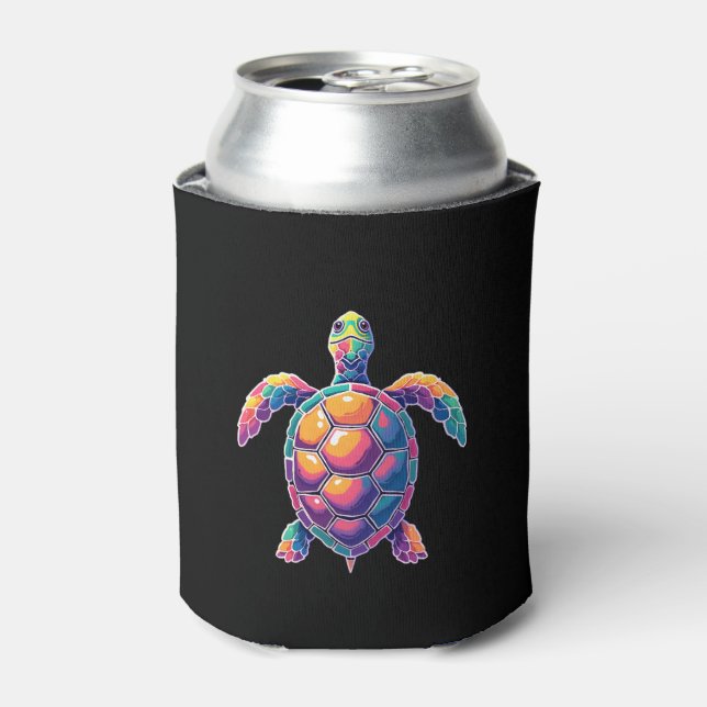Colorful Splash Eastern Box Turtle (2) Can Cooler (Can Front)
