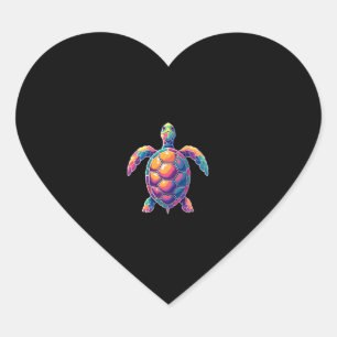 Colorful Splash Eastern Box Turtle (2) Heart Sticker