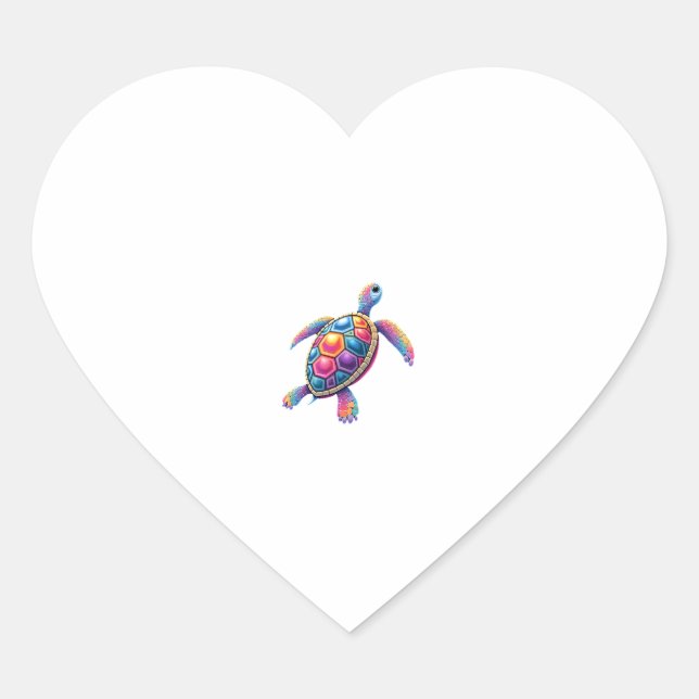Colorful Splash Eastern Box Turtle (2) Heart Sticker (Front)