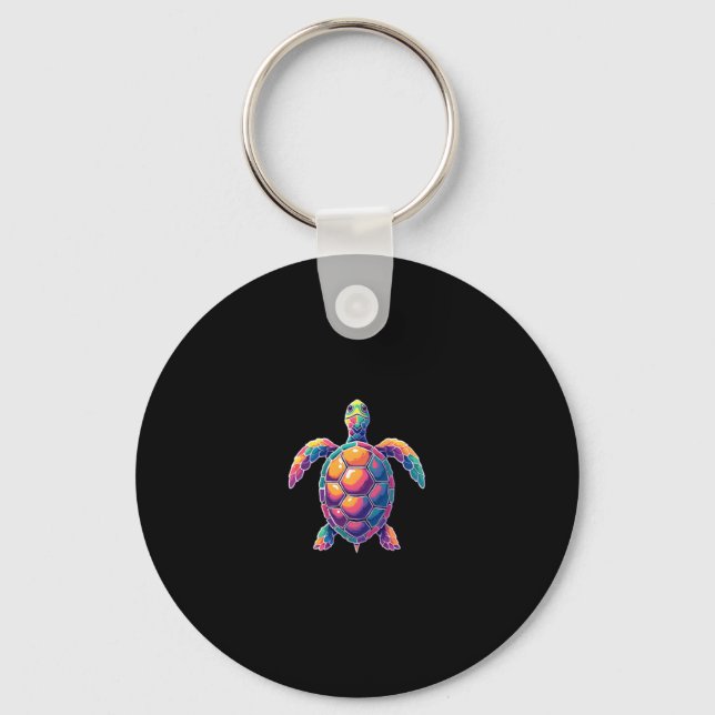 Colorful Splash Eastern Box Turtle (2) Keychain (Front)