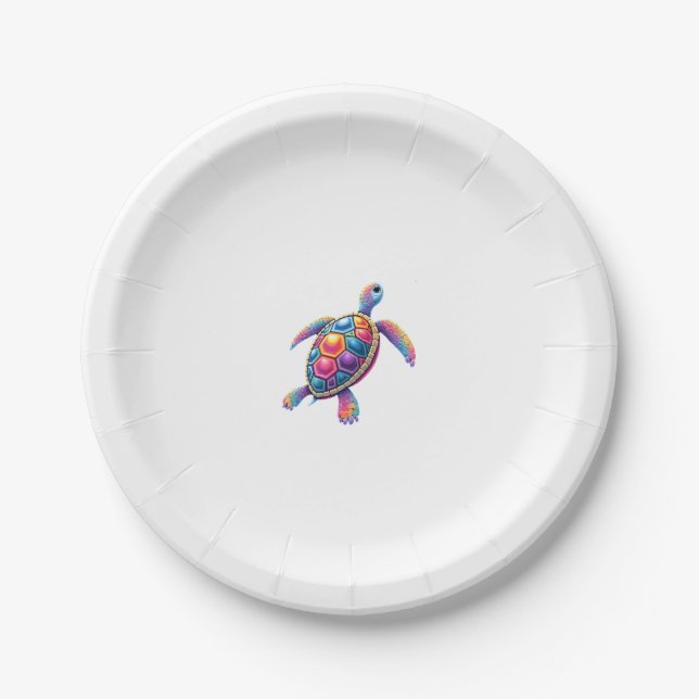 Colorful Splash Eastern Box Turtle (2) Paper Plate (Front)
