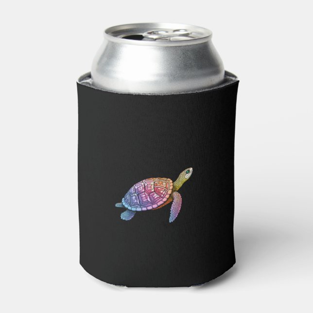 Colorful Splash Eastern Box Turtle (3) Can Cooler (Can Front)