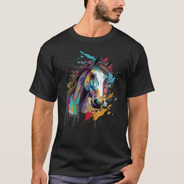 Colorful Splash Kuda Padi Horse T-Shirt (Front)
