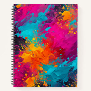 Colorful Splatter Paint Art Spiral Notebook