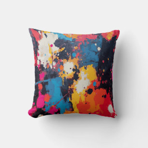 Colorful Splatter Paint – Bold Abstract Artistic Throw Pillow