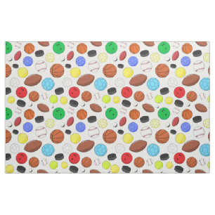 Colorful Sports Balls Random Pattern Fabric