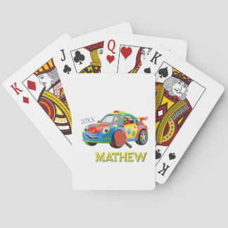 COLORFUL SPORTS CAR PADDLE MAN KIDS NAME YEAR 20XX PLAYING CARDS
