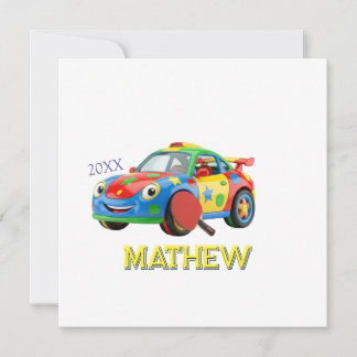 COLORFUL SPORTS CAR PADDLE MAN KIDS NAME YEAR 20XX THANK YOU CARD