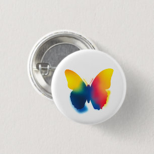 Colorful Spray Paint Butterfly Round Button