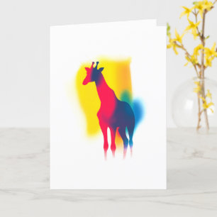 Colorful Spray Paint Giraffe Silhouette Card