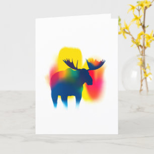 Colorful Spray Paint Moose Silhouette Card