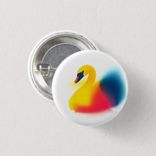 Colorful Spray Paint Swan Silhouette Round Button