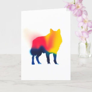 Colorful Spray Paint Wolf Silhouette Card
